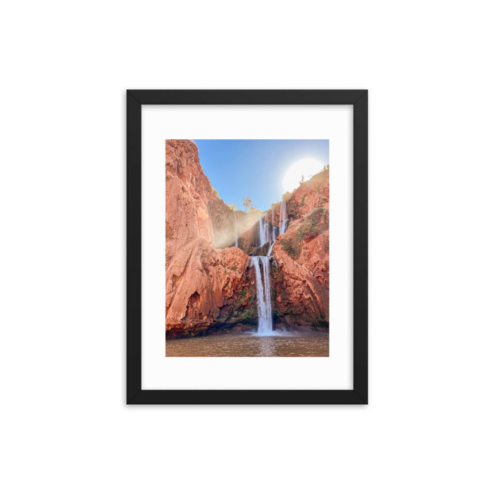 Ouzoud Falls Morocco Wall Art with sun